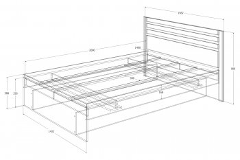 Кровать двуспальная Лиана графит (Зарон) в Артёмовском - artyomovskij.mebel-e96.ru