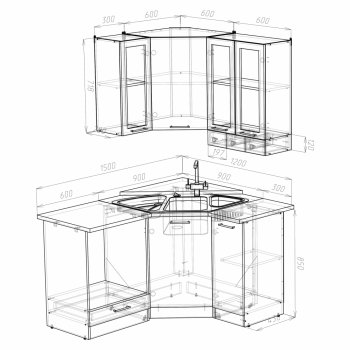 Кухонный гарнитур Лира литл 1500х1200 мм (Герда) в Артёмовском - artyomovskij.mebel-e96.ru