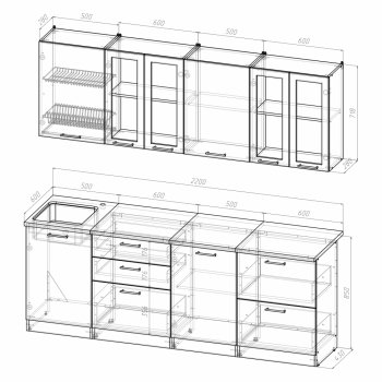 Кухонный гарнитур Лира компакт 2200 мм (Герда) в Артёмовском - artyomovskij.mebel-e96.ru