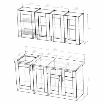 Кухонный гарнитур Лира демо 1700 мм (Герда) в Артёмовском - artyomovskij.mebel-e96.ru