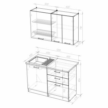 Кухонный гарнитур Лира лайт 1200 мм (Герда) в Артёмовском - artyomovskij.mebel-e96.ru