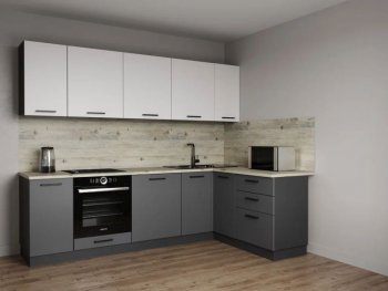 Кухонный гарнитур угловой Меренга МДФ 2600*1600 мм Sanvut в Артёмовском - artyomovskij.mebel-e96.ru