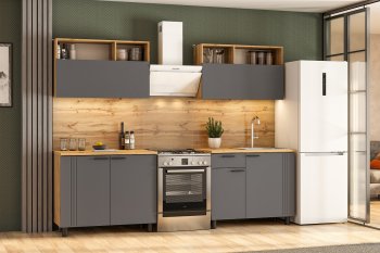 Кухонный гарнитур Монако 2000 мм графит (СВ) в Артёмовском - artyomovskij.mebel-e96.ru