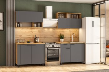 Кухонный гарнитур Монако 2000 мм графит (СВ) в Артёмовском - artyomovskij.mebel-e96.ru