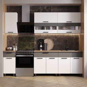 Кухонный гарнитур Монтана 2000 мм белый/графит (БТС) в Артёмовском - artyomovskij.mebel-e96.ru