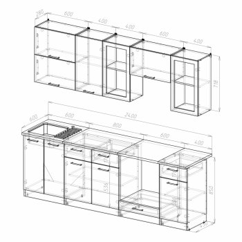 Кухонный гарнитур Ника базис 2400 мм (Герда) в Артёмовском - artyomovskij.mebel-e96.ru