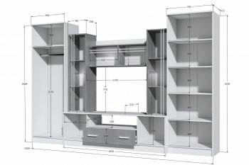 Стенка Николь-2 крафт серый/кашемир (Зарон) в Артёмовском - artyomovskij.mebel-e96.ru