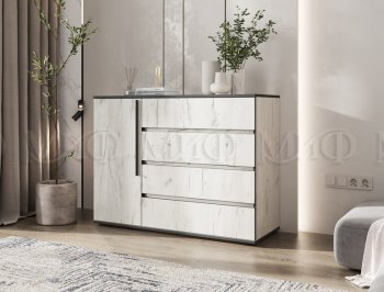 Комод 1 дверь 4 ящика (1200) Норд, крафт белый (Миф) в Артёмовском - artyomovskij.mebel-e96.ru