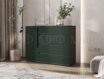 Комод 1 дверь 4 ящика (1200) Норд, графит/изумруд (Миф) в Артёмовском - artyomovskij.mebel-e96.ru