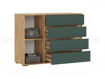 Комод 1 дверь 4 ящика (1200) Норд, крафт/изумруд (Миф) в Артёмовском - artyomovskij.mebel-e96.ru