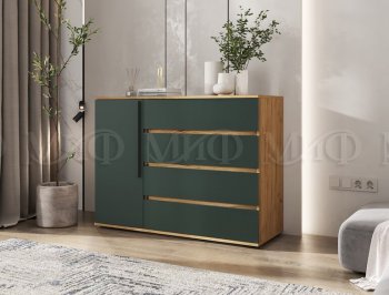 Комод 1 дверь 4 ящика (1200) Норд, крафт/изумруд (Миф) в Артёмовском - artyomovskij.mebel-e96.ru