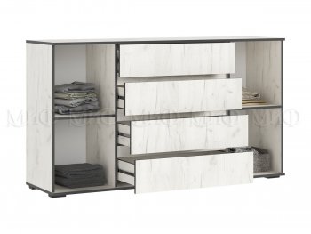 Комод 2 двери 4 ящика (1600) Норд, крафт белый (Миф) в Артёмовском - artyomovskij.mebel-e96.ru