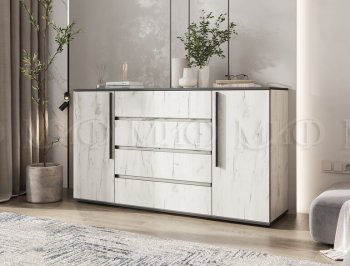 Комод 2 двери 4 ящика (1600) Норд, крафт белый (Миф) в Артёмовском - artyomovskij.mebel-e96.ru