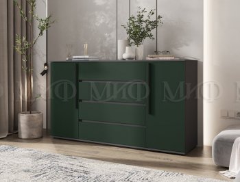 Комод 2 двери 4 ящика (1600) Норд, графит/изумруд (Миф) в Артёмовском - artyomovskij.mebel-e96.ru