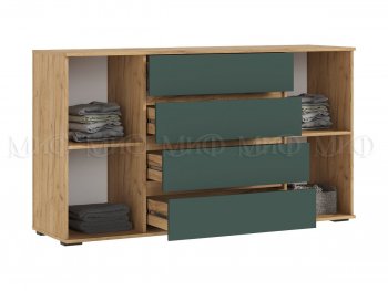 Комод 2 двери 4 ящика (1600) Норд, крафт/изумруд (Миф) в Артёмовском - artyomovskij.mebel-e96.ru