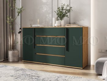Комод 2 двери 4 ящика (1600) Норд, крафт/изумруд (Миф) в Артёмовском - artyomovskij.mebel-e96.ru