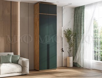 Шкаф 800 мм 2-х ств. Норд с антресолью крафт/изумруд (Миф) в Артёмовском - artyomovskij.mebel-e96.ru