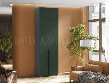 Шкаф 800 мм 2-х ств. Норд с антресолью графит/изумруд (Миф) в Артёмовском - artyomovskij.mebel-e96.ru