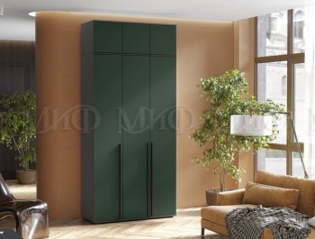 Шкаф 1200 мм 3-х ств. Норд с антресолью графит/изумруд (Миф) в Артёмовском - artyomovskij.mebel-e96.ru