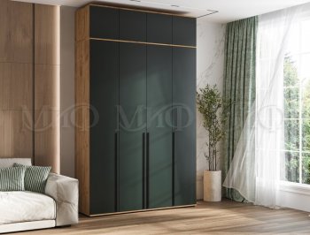Шкаф 1600 мм 4-х створчатый Норд с антресолью,крафт/изумруд (Миф) в Артёмовском - artyomovskij.mebel-e96.ru
