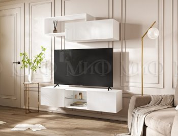 Стенка Норд-1 белый глянец (Миф) в Артёмовском - artyomovskij.mebel-e96.ru