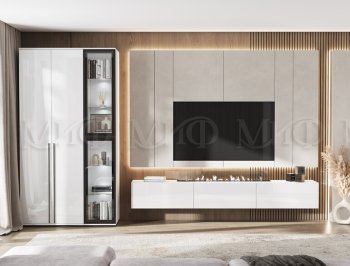 Стенка Норд белый глянец (Миф) в Артёмовском - artyomovskij.mebel-e96.ru