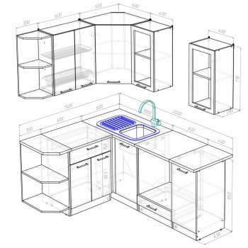 Кухонный гарнитур Ольга прайм 3 1500х2000 мм (Герда) в Артёмовском - artyomovskij.mebel-e96.ru