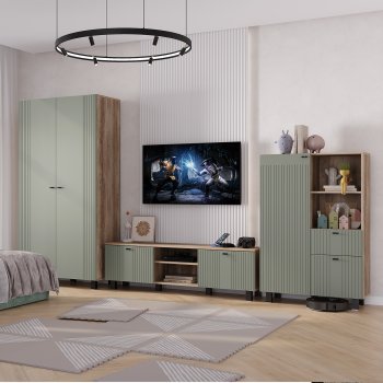 Стенка Олива комп.3 эвкалипт софт (БТС) в Артёмовском - artyomovskij.mebel-e96.ru