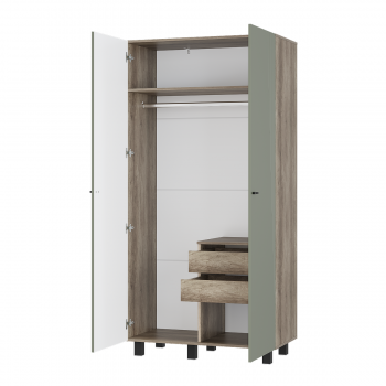 Шкаф 1000 мм 2-х створчатый Олива ШК-03 эвкалипт софт (БТС) в Артёмовском - artyomovskij.mebel-e96.ru