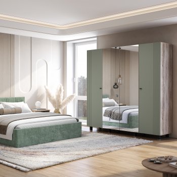 Шкаф 2000 мм 4-х створчатый Олива ШК-13 эвкалипт софт (БТС) в Артёмовском - artyomovskij.mebel-e96.ru