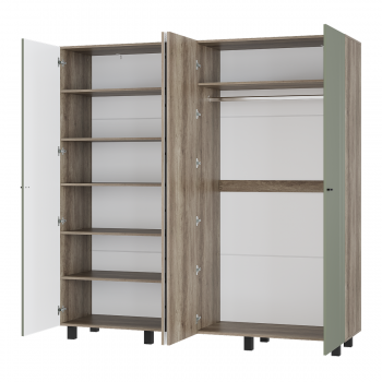 Шкаф 2000 мм 4-х створчатый Олива ШК-13 эвкалипт софт (БТС) в Артёмовском - artyomovskij.mebel-e96.ru