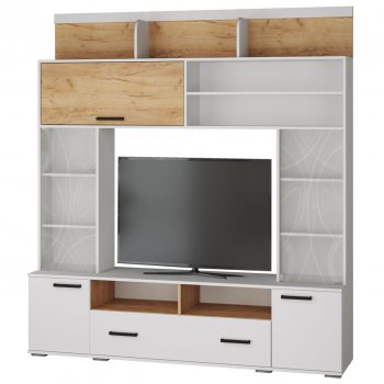 Мини-стенка ОГЦС-2 Оскар-18 белый/крафт (Текс) в Артёмовском - artyomovskij.mebel-e96.ru