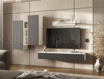 Стенка Оскар комп.2 крафт белый/графит (Миф) в Артёмовском - artyomovskij.mebel-e96.ru