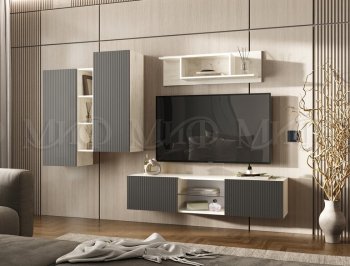 Стенка Оскар крафт белый/графит (Миф) в Артёмовском - artyomovskij.mebel-e96.ru