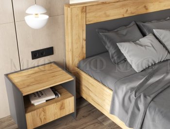 Кровать парящая Остин крафт/графит (Миф) в Артёмовском - artyomovskij.mebel-e96.ru