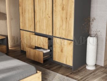 Спальный гарнитур Остин крафт/графит, модульный (Миф) в Артёмовском - artyomovskij.mebel-e96.ru