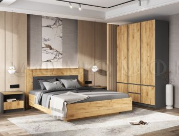 Кровать парящая Остин крафт/графит (Миф) в Артёмовском - artyomovskij.mebel-e96.ru