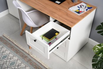 Стол письменный 12.159 Остин белый (Моби) в Артёмовском - artyomovskij.mebel-e96.ru