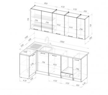 Угловой кухонный гарнитур Фьюджи прайм 400 1100*2000 мм (Герда) в Артёмовском - artyomovskij.mebel-e96.ru