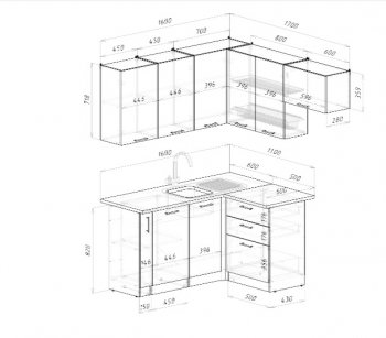 Угловой кухонный гарнитур Парма макси 1600*1700 мм (Герда) в Артёмовском - artyomovskij.mebel-e96.ru