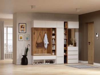 Прихожая Прага модульная, белый (Handis) в Артёмовском - artyomovskij.mebel-e96.ru