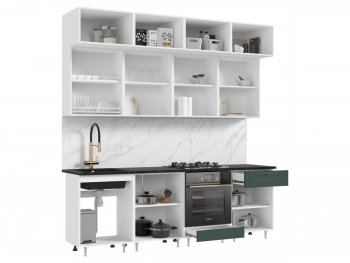 Кухонный гарнитур Престиж 2400 мм браш грин (Миф) в Артёмовском - artyomovskij.mebel-e96.ru