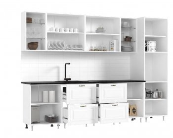 Кухонный гарнитур Престиж 3000 мм (вариант №1) браш вайт/орех (Миф) в Артёмовском - artyomovskij.mebel-e96.ru