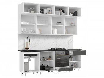 Кухонный гарнитур Престиж 2400 мм графит софт (Миф) в Артёмовском - artyomovskij.mebel-e96.ru