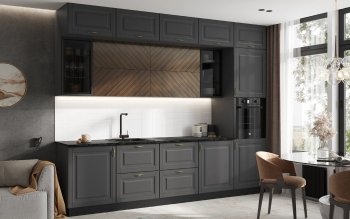 Кухонный гарнитур Престиж 3000 мм (вариант №2) графит софт/орех (Миф) в Артёмовском - artyomovskij.mebel-e96.ru