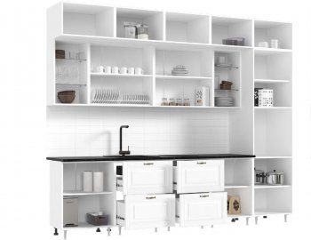 Кухонный гарнитур Престиж 3000 мм (вариант №2) браш вайт/орех (Миф) в Артёмовском - artyomovskij.mebel-e96.ru