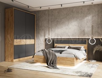 Спальный гарнитур Роджина крафт/графит, модульный (Миф) в Артёмовском - artyomovskij.mebel-e96.ru