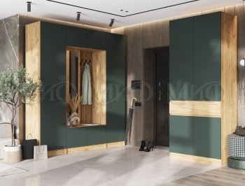 Прихожая Роджина крафт/изумруд, модульная (Миф) в Артёмовском - artyomovskij.mebel-e96.ru