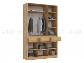 Шкаф 1500 мм 3-х створчатый Роджина крафт/изумруд (Миф) в Артёмовском - artyomovskij.mebel-e96.ru