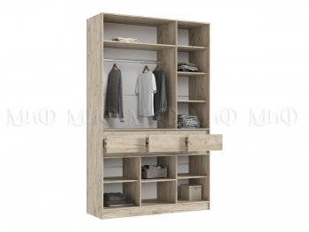 Шкаф 1500 мм 3-х створчатый Роджина крафт серый/кашемир (Миф) в Артёмовском - artyomovskij.mebel-e96.ru